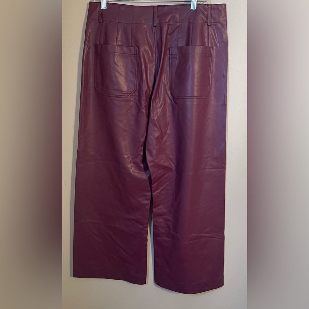 Anthropologie Maeve Collette Plum Vegan Leather Pants NWOT - Picture 5 of 7